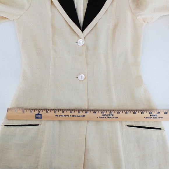 VTG Ralph Lauren Linen Victorian Walking Coat Puff Sleeve MOP Buttons Long 6 - Picture 12 of 16